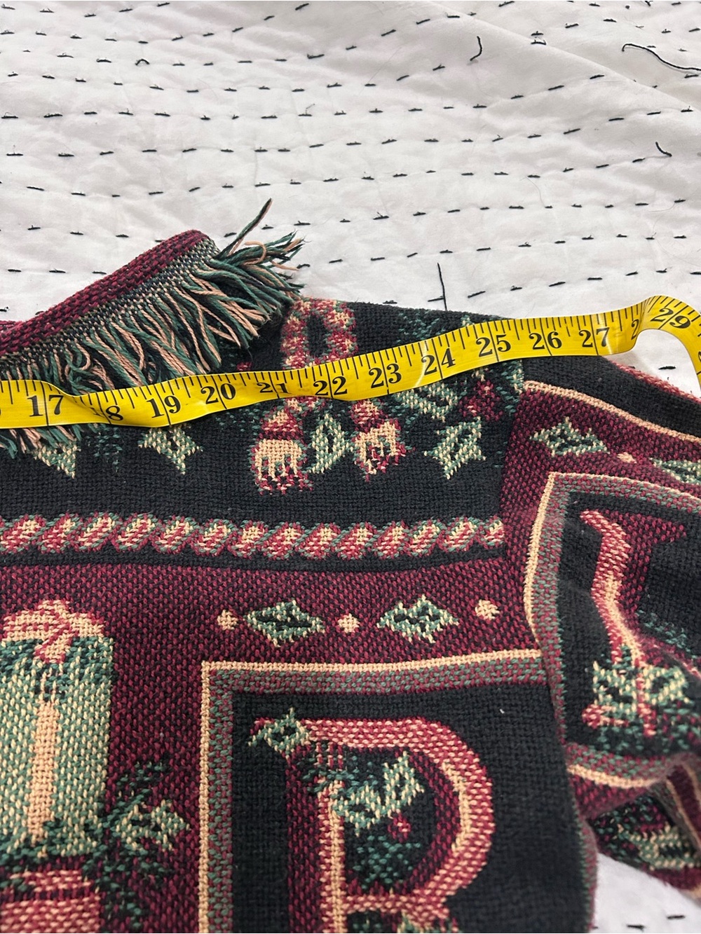 Fringed Tapestry Upcycled Sweater - Burgundy Floral - Picture 8 of 16